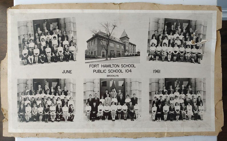 Large Card Mounted Photo Fort Hamilton School Ps 104 Brooklyn Ny Signed ...