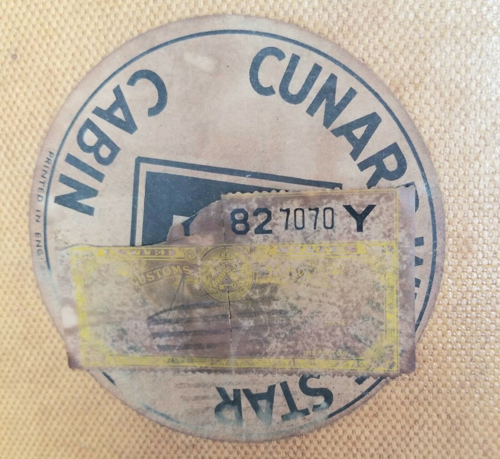 Vintage Suitcase Luggage Queen Mary Italy Lufthansa Labels 1950 W