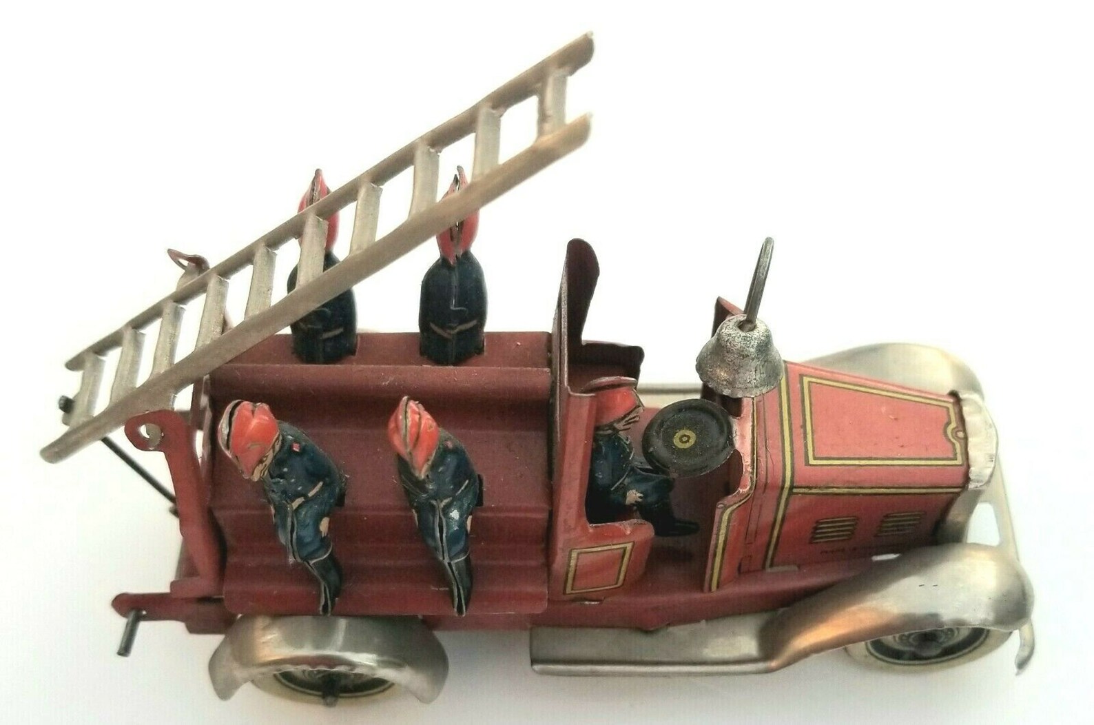Vintage German Tin Toy Fire Truck Litho Wind Up with Raiseable Etsy