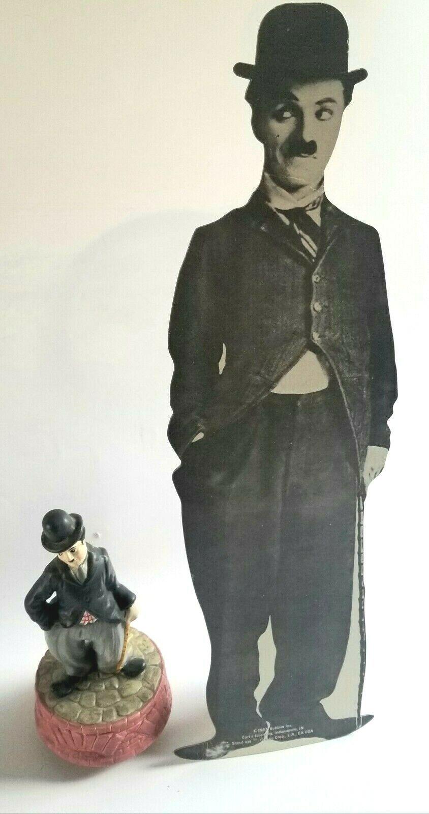 Lot Of 2 Charlie Chaplin Music Box Sankyo 1973 Plus 18" Cardboard Cutout 1987