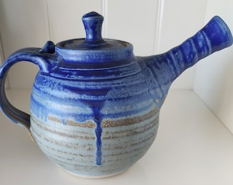 Rare Large Don Drumm Studios Gallery Teapot Pottery Blue Gray Stoneware Signed