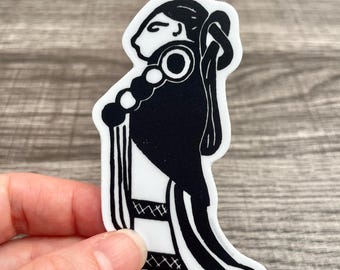 Valkyrie Viking Woman Sticker, Norse Mythology Freyja Art