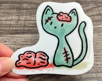 Zombie Cat Sticker, Zomkitty Goth Horror Vinyl Decal