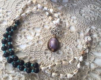 The Water Witch, Ocean inspired necklace, seashells, cowrie shells, feminine energy, wiccan