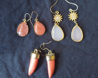 YOU CHOOSE pink tone earrings, rose quarts, pink howlite, boho, chic