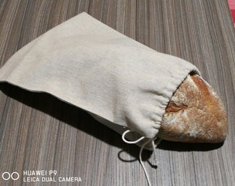 Bolsa de pan de lino, almacenamiento de alimentos orgánicos, bolsa de pan, bolsa de pan, bolsa de pan de lino puro natural con cordón de lino hecho a mano, bolsa de lino crudo