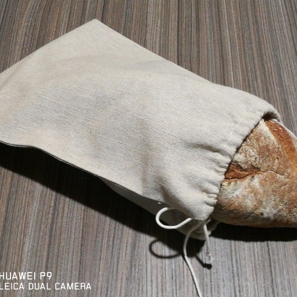 Linen bread bag, organic food storage, loaf bag, bread loaf bag, Natural pure linen bread loaf bag with handmade flax cord, raw linen bag