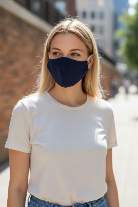 Washable Organic Cotton Face Mask, Double-Layer White Reusable Mask with Adjustable Elastic, Eco-Friendly Protective Mask, Unisex Gift