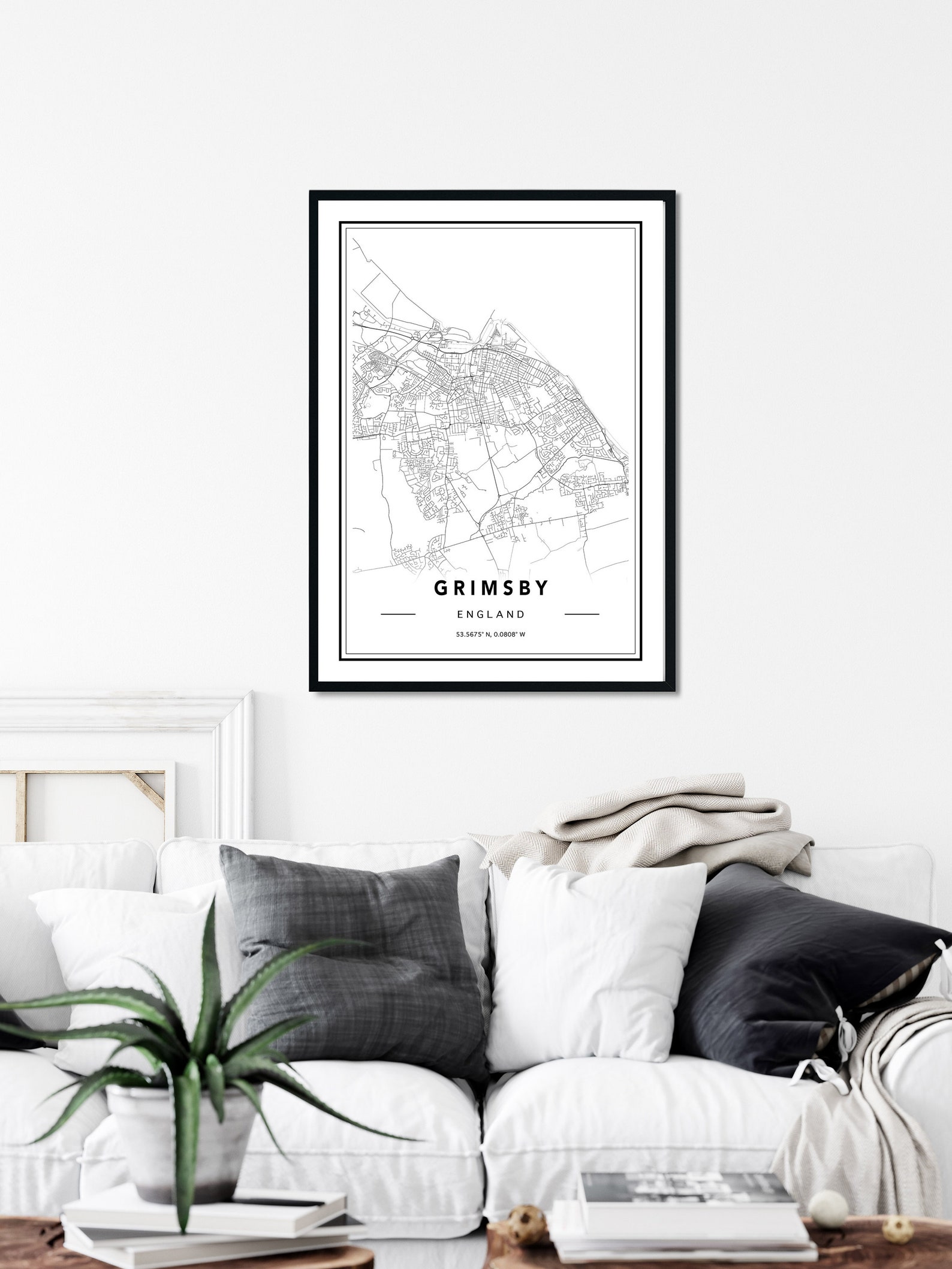 Grimsby City Map Print Grimsby Map Grimsby Wall Art Map Of Etsy