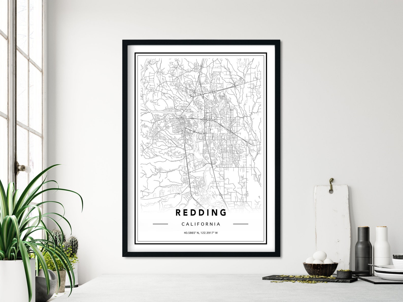 Redding CA Map Print Custom Maps Redding Street Map Redding | Etsy