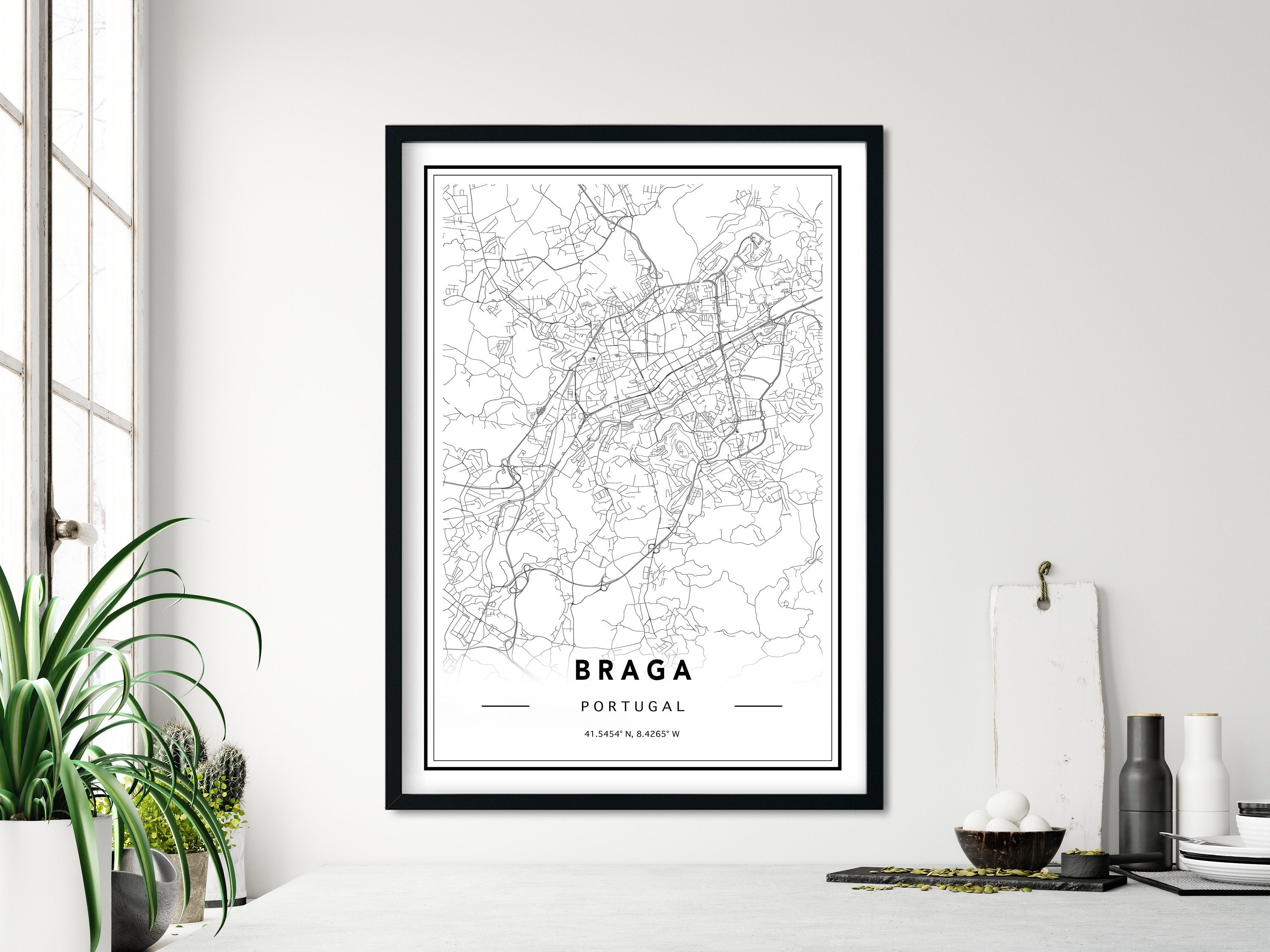 Braga Portugal Map Print Custom Map Print Braga City Map | Etsy