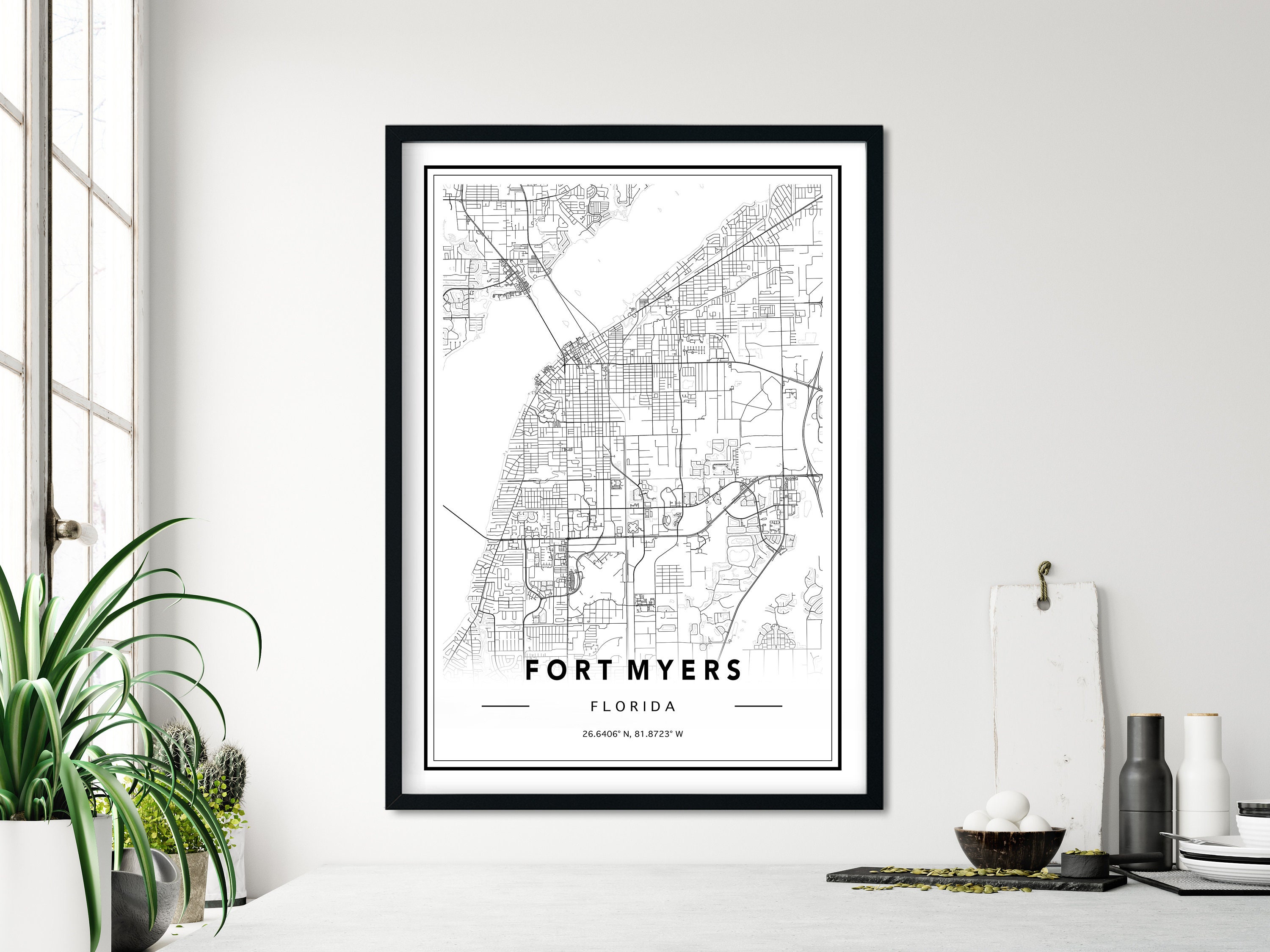 Fort Myers FL Map Print Fort Myers Street Map Map Of Fort Etsy