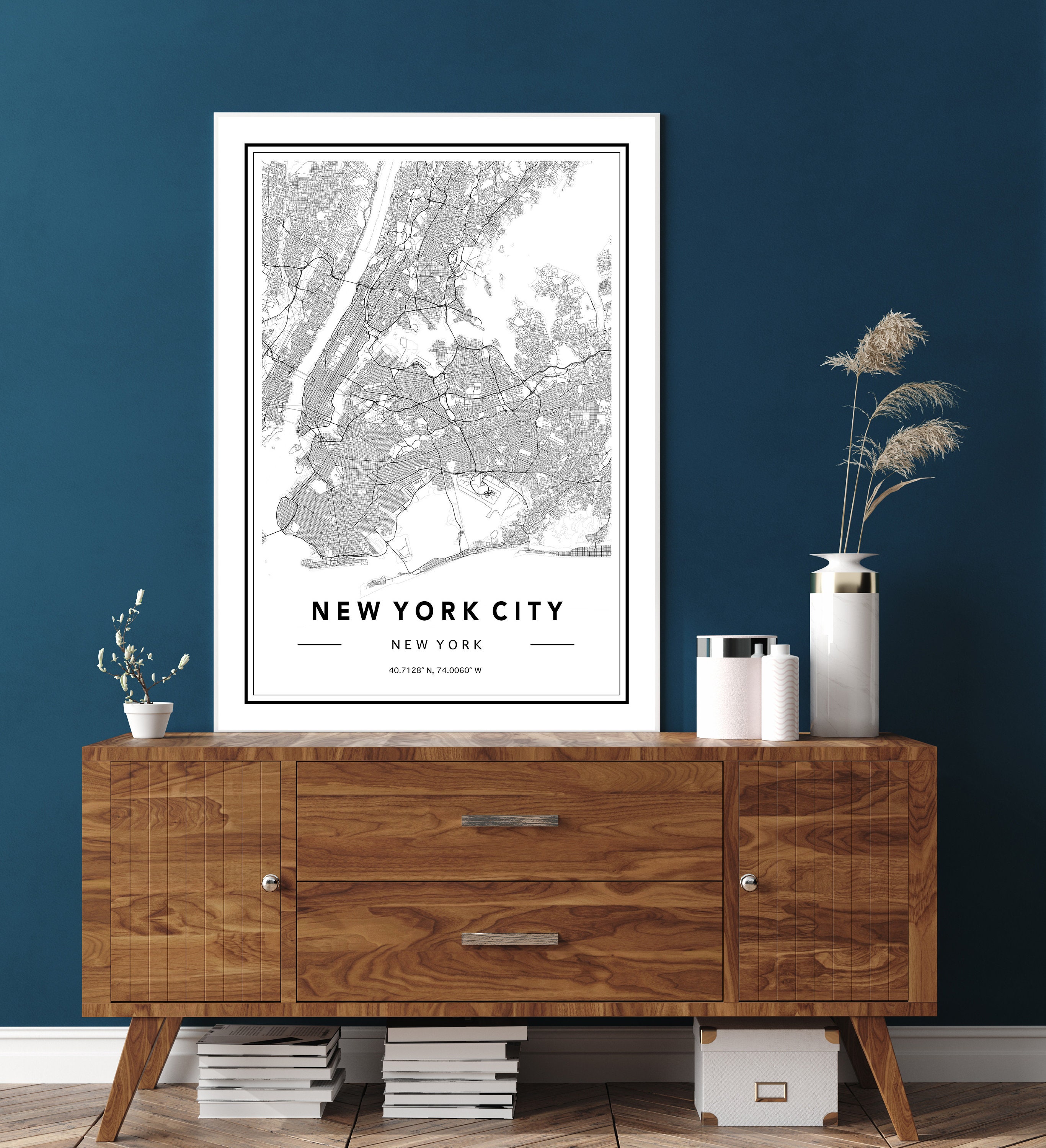 New York City Map Print Custom Map Print New York City Map | Etsy