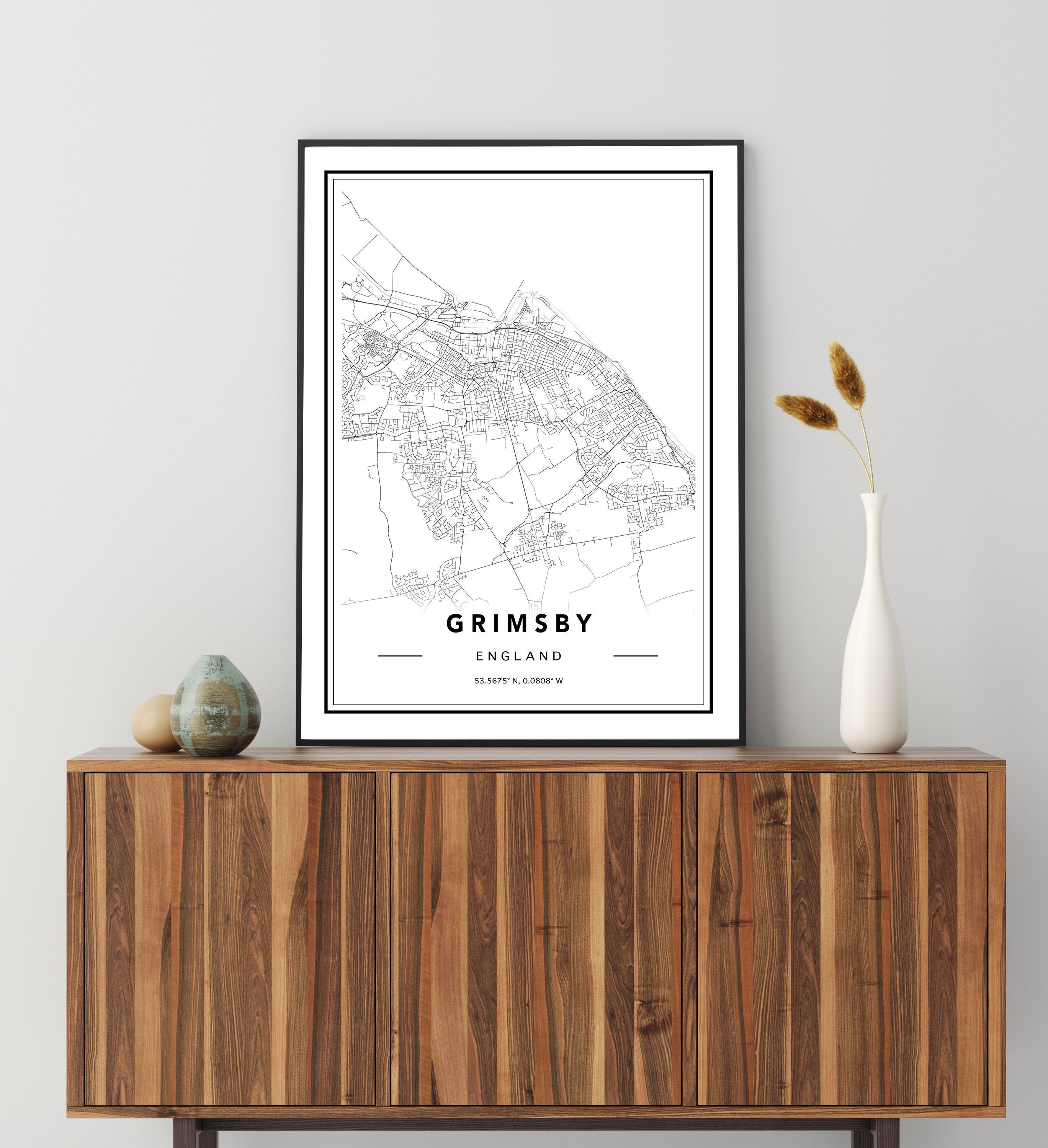 Grimsby City Map Print Grimsby Map Grimsby Wall Art Map Of Etsy