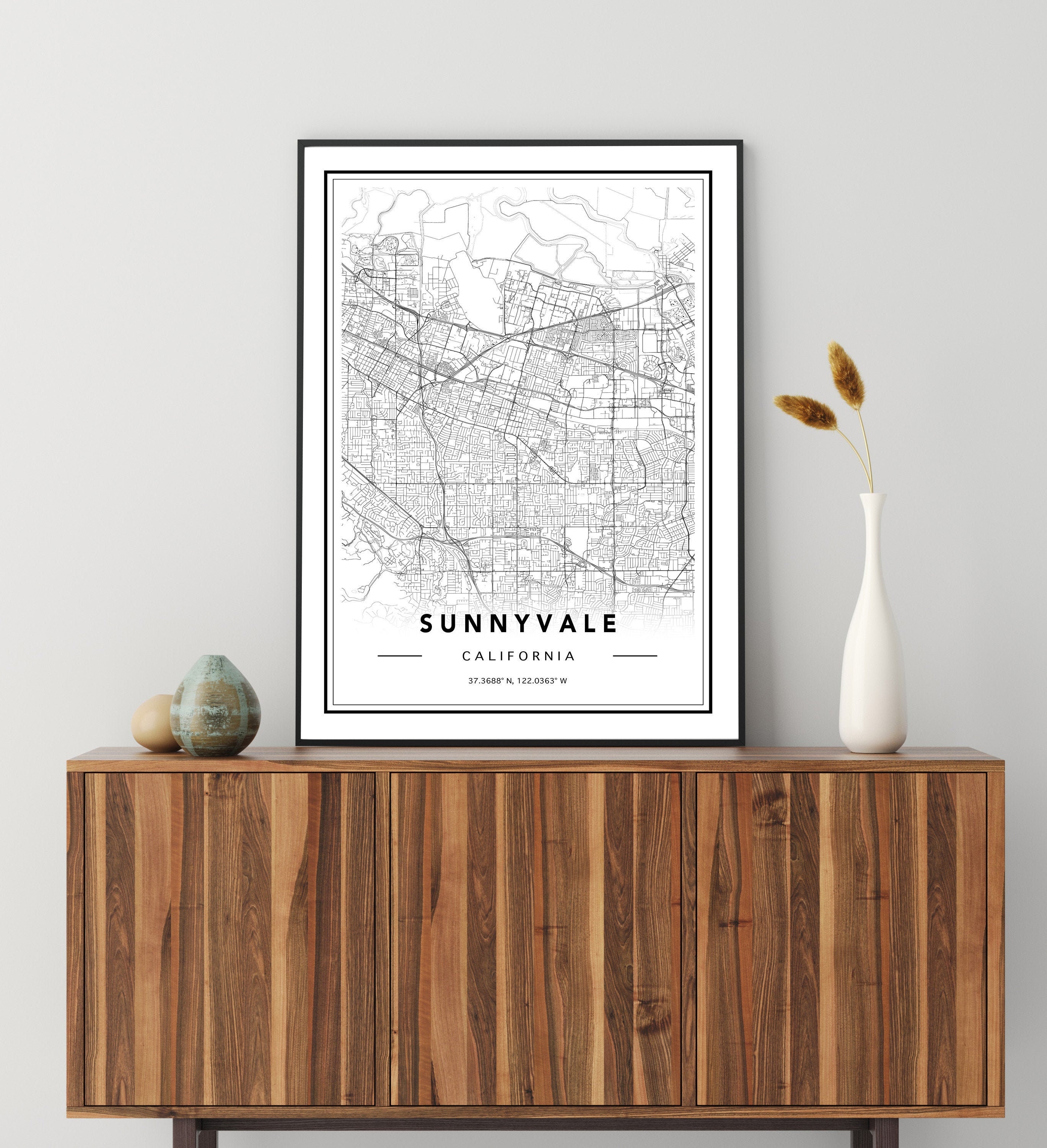 Sunnyvale CA Map Print Custom Map Sunnyvale City Map Etsy