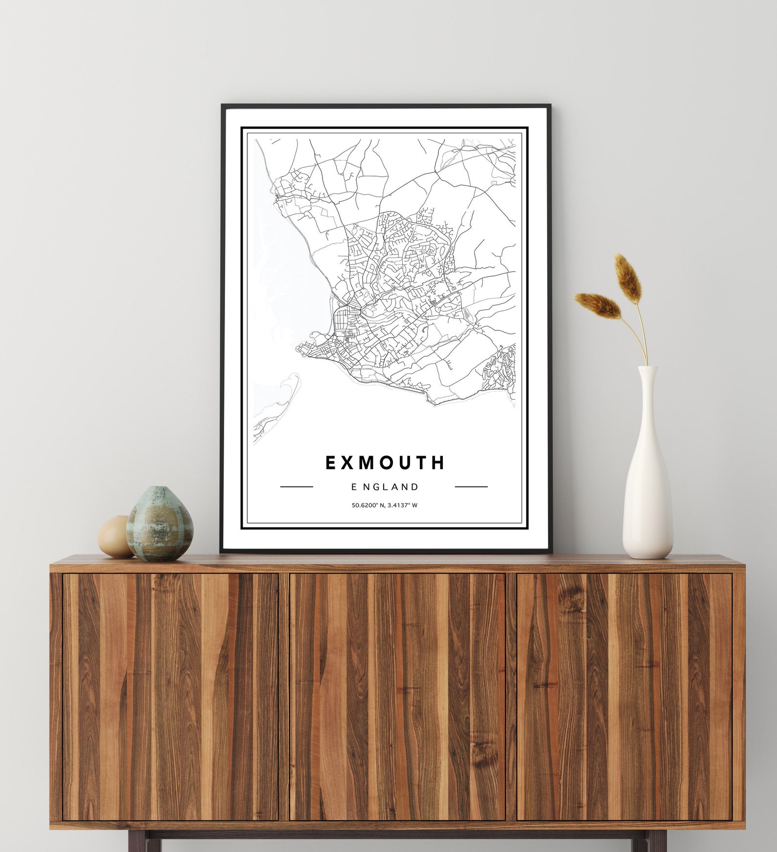 Exmouth Map Print Exmouth Street Map Exmouth Map Wall Art Etsy