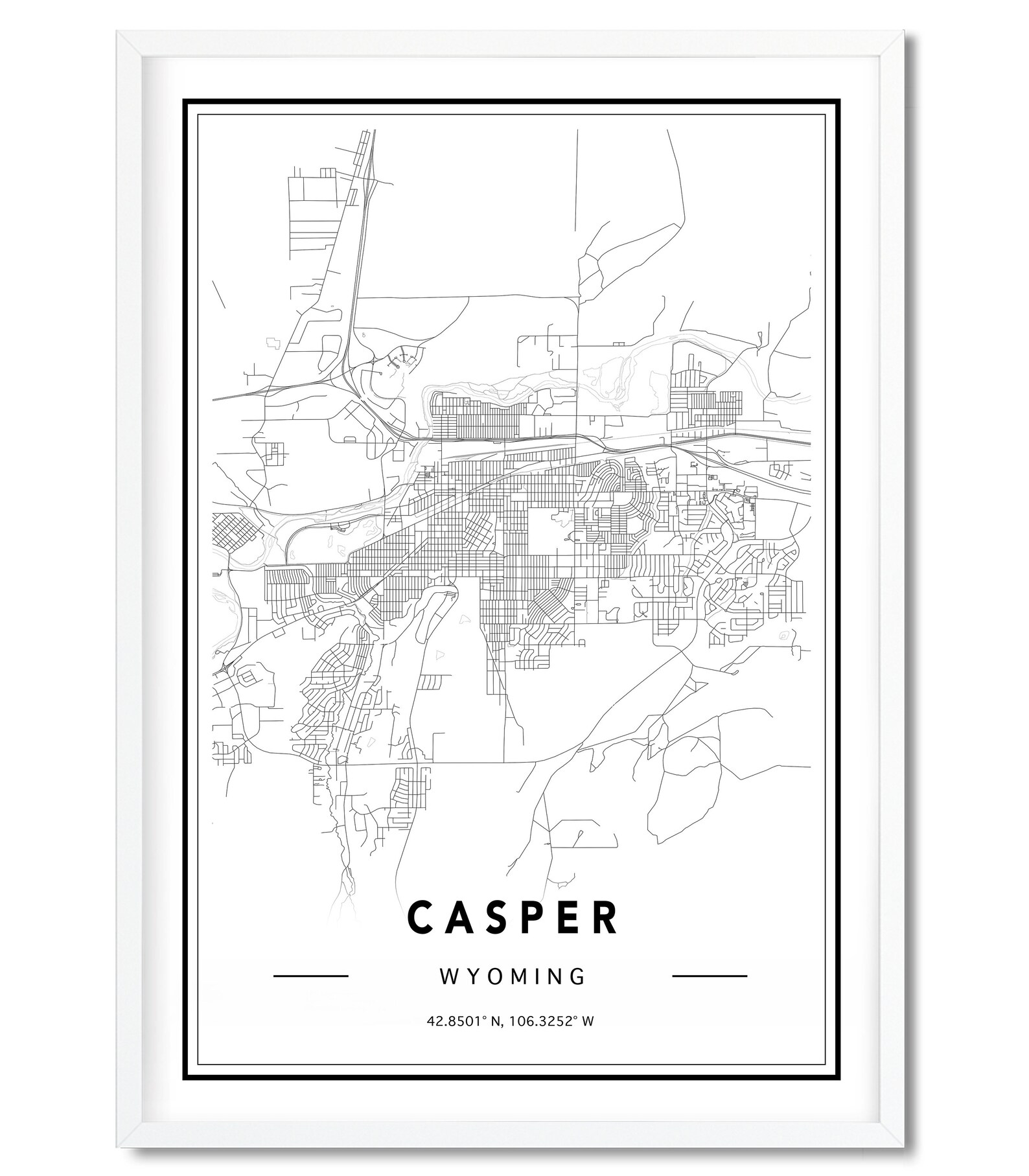 Casper Wyoming Map Print Custom Map Print Casper WY Map | Etsy