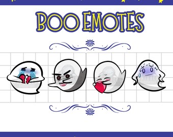 Boo Ghost Emotes Pack of 4 for Twitch and Streaming Digital Download