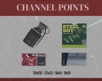 Resident Evil Channel Points Pack (4 items): Red Eagle ammo, Steel Boy, grenade emotes - badges - streaming bits for Twitch, YouTube, and OBS
