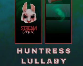 Animated streaming package featuring a dark horror aesthetic, Dead by Daylight DBD Huntress, TikTok scenes, and frames for streaming.