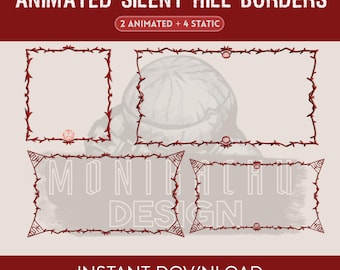 Silent Hill Overlay Pack Animated Twitch Stream Borders Horror Webcam Borders Animated Static OBS Stream Gaming Overlay 16-9 1-1