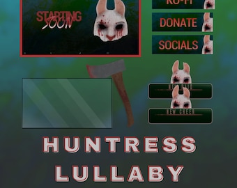 Dark Horror Animated Streaming Package The Huntress Dead by Daylight DBD Twitch, Scenes, Alerts, Panels, Borders, Overlays