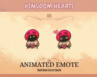 Animated white mushroom emote from Kingdom Hearts - adorable heart badges - bits - Twitch points for streaming, YouTube, OBS
