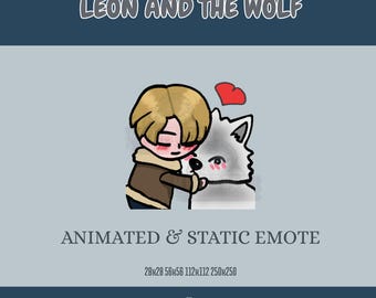Animated Resident Evil 4 emoticon for Twitch, animated chibi emote of Leon Kennedy hugging the wolf (direct download)