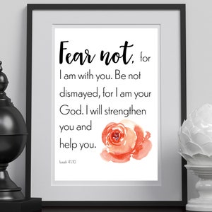Isaiah 41:10 Bible Verse Wall Art Printable, Digital Download Bible Verse, Scripture Print, Floral Wall Decor, Christian Art
