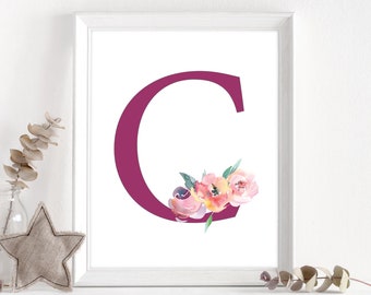 Floral C Letter Printable - Etsy