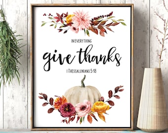 Impresión de Acción de Gracias, Versículo Bíblico Cristiano (Descarga Digital)