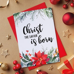 Cartões de Natal, Nasce Cristo Salvador, Cartão de Natal para impressão, Cartões feitos à mão, Cartão digital, Cartão 5x7