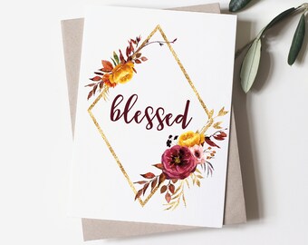 Arte de pared imprimible con hojas de otoño bendecidas (descarga digital)