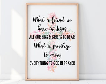 Floral Christian Hymn Print, Vintage Wall Art (Digital Download)