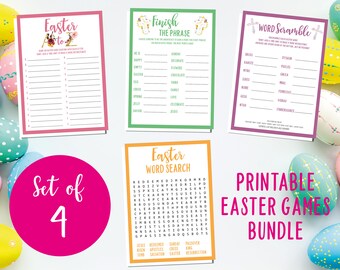 Paquete de juegos imprimibles de Pascua, actividades familiares (descarga digital)