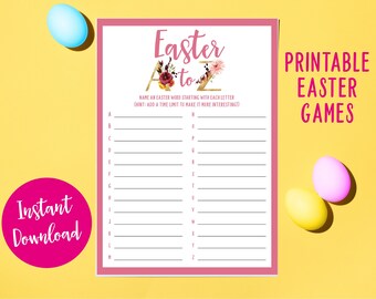 Juego de Pascua de la A a la Z, actividad cristiana familiar (descarga digital)