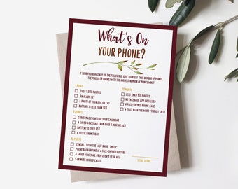 Thanksgiving Dinner Games, Printable Games, Thanksgiving Favors, What's On Your Phone, Friendsgiving Activities