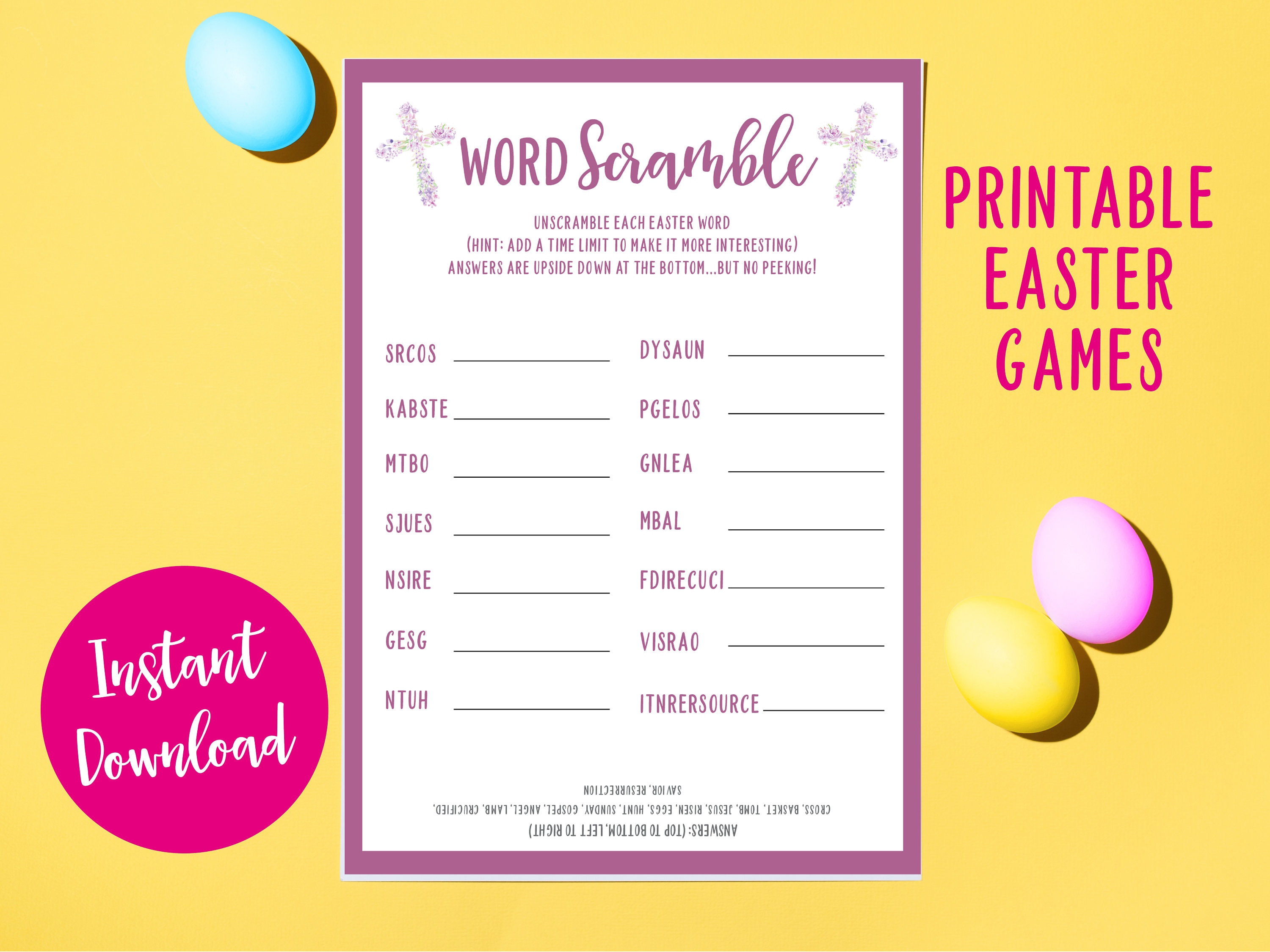 Easter Word Scramble Game, Printable Family Activity (digital Download ...