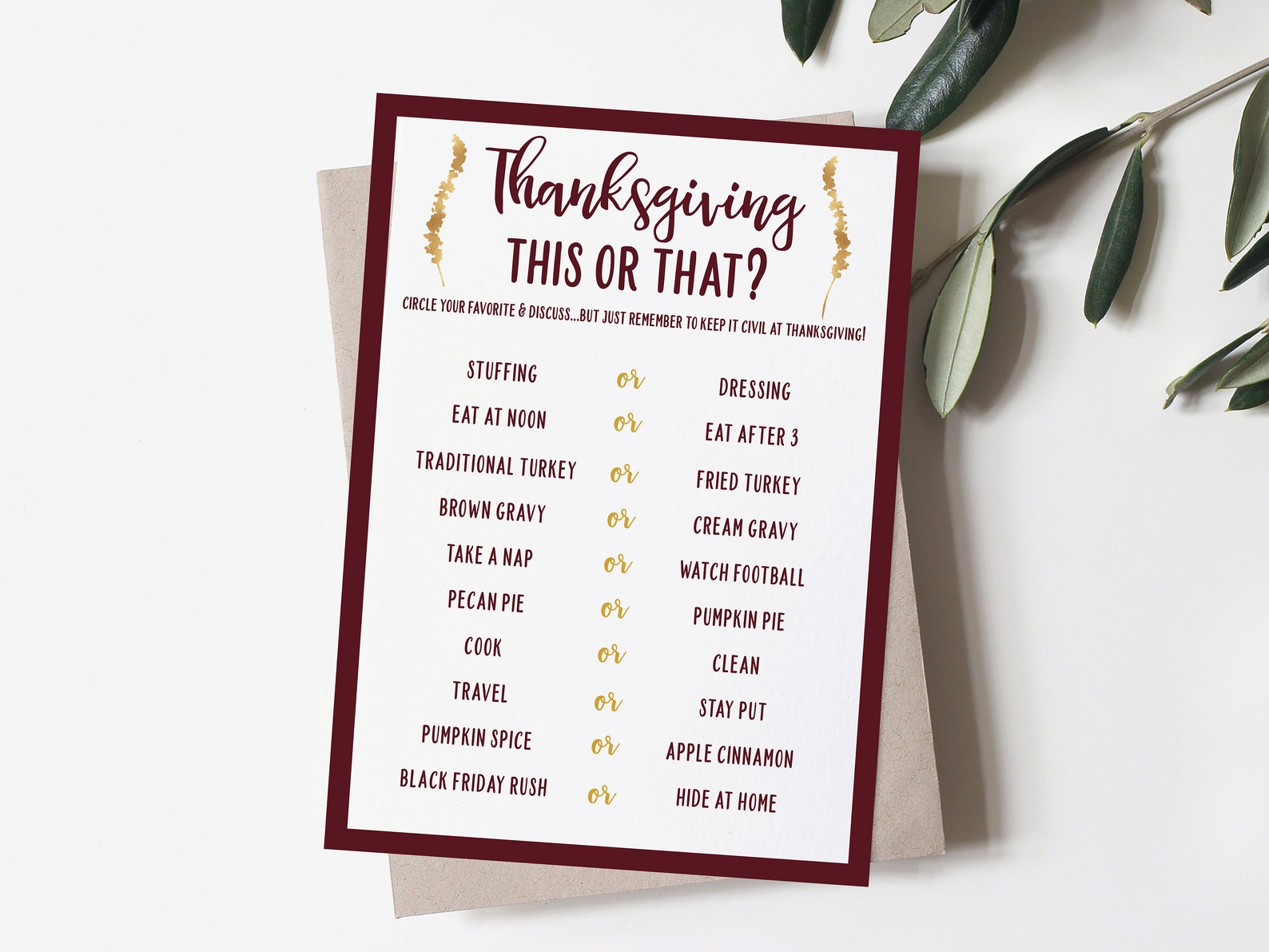 Thanksgiving Dinner Games Printable Games Thanksgiving - Etsy