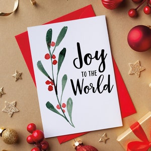 Cartões de Natal, Alegria para o Mundo, Cartões de Natal para Imprimir, Cartões Feitos à Mão, Cartão Digital, Cartões Feitos à Mão