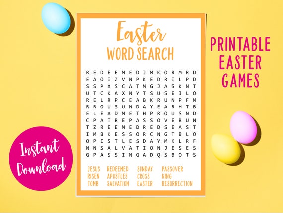 Easter Word Search Game, Printable Family Activity (Digital Download)
