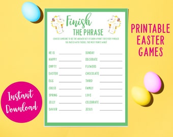 Juego de Pascua para completar la frase, actividad familiar (descarga digital)