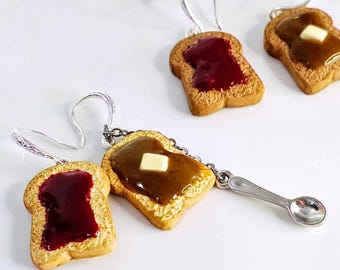 Toast Earrings, Breakfast Earrings, Butter, EggnAvo, PBnJ, Nutella, Statement Earrings, Novelty Earrings, Gift, Polymer Clay, Food Jewelry