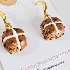 Hot Cross Bun Earrings, Easter Earrings, Statement, Novelty Earrings, Teacher Gifts, Food Earrings, Polymer Clay Earrings, Bakery Earrings