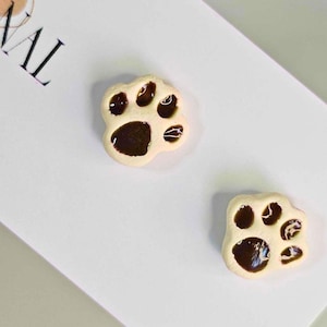 Pendientes de pata de animal, dibujos animados de pata, pendientes de cachorro, pendientes de acero quirúrgico hipoalergénico, arcilla polimérica, pendientes de pata de gato, pendientes de pata de perro