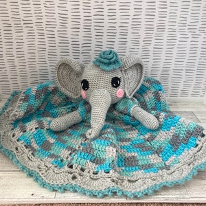 Crocheted Elephant Lovey / Security Blanket