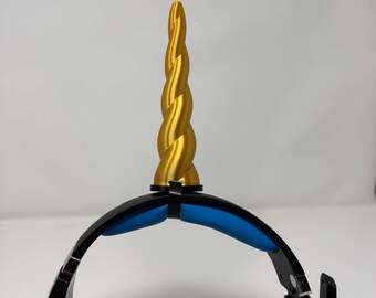 Headphone Horns, Cosplay Horns, Unicorn Horn, Horns Headband, 3D Printed, Velcro Horns, 6 inch horn