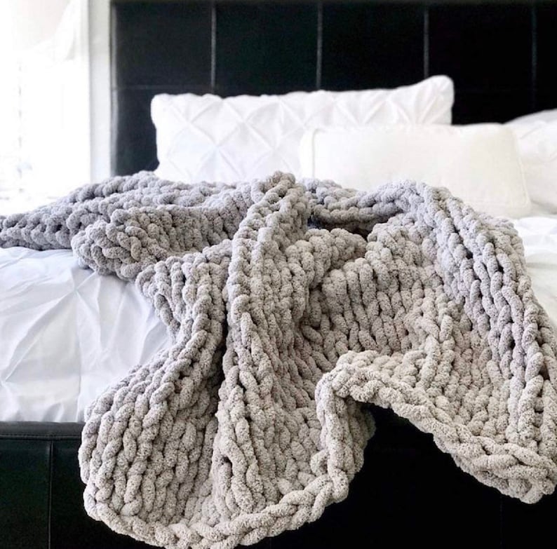 Large Plush Soft Knit Chunky Chenille Blanket Cable Knit Etsy