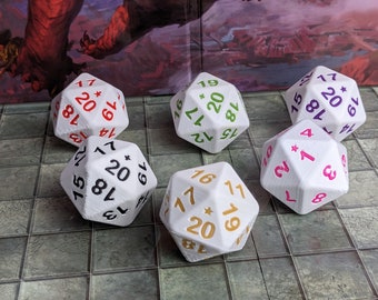 Weighted D20 Dice - Large Novelty Dice for D&D, Pathfinder | Loaded Dice