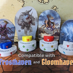 Zenpy Monster Stands for Gloomhaven Frosthaven Digital STL | HP Tracking | Game Addon
